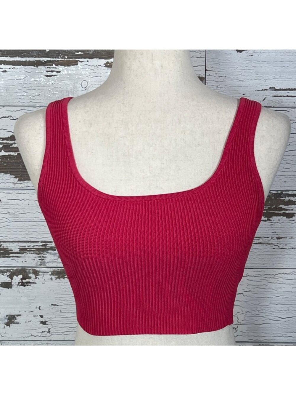 ARITZIA BABTON Sculpt Knit Squareneck Cropped Tank Sweater Pink Sz S EUC